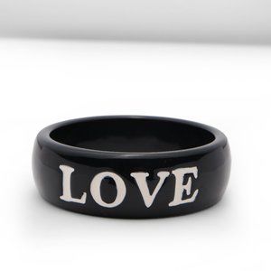 Black white LOVE bangle bracelet cuff